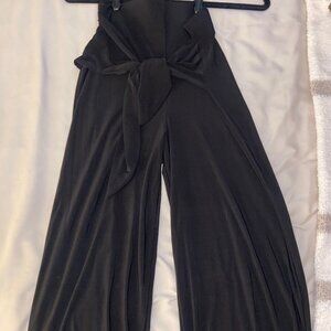 Nasty Gal Black Tie Front Palazzo Pants